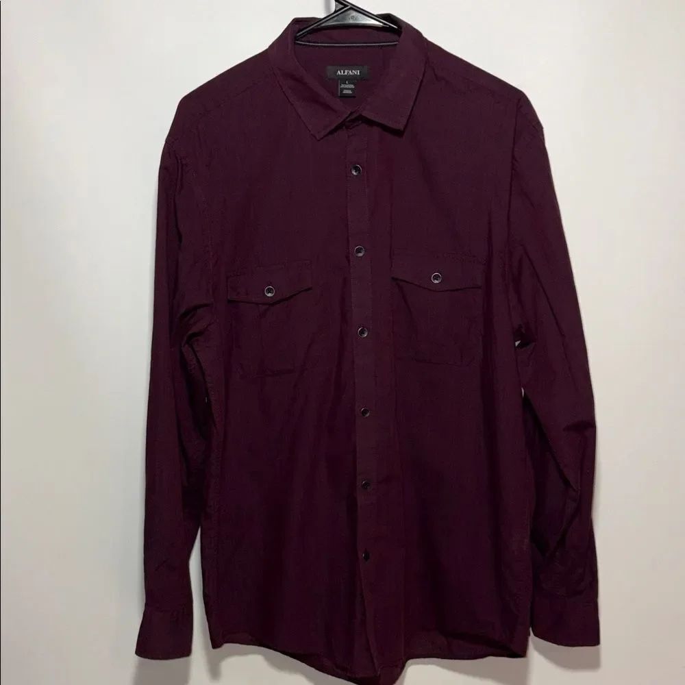 Alfani Deep Burgundy Long Sleeve Shirt